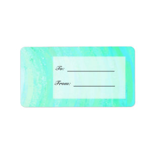 Minze Ice Blue und Black Monogram Adressaufkleber