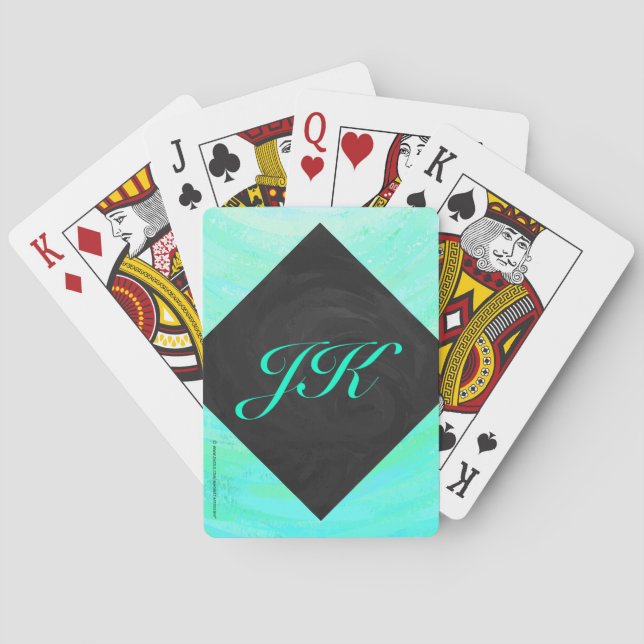 Minze Ice Blue und Black Monogram Spielkarten (Rückseite)