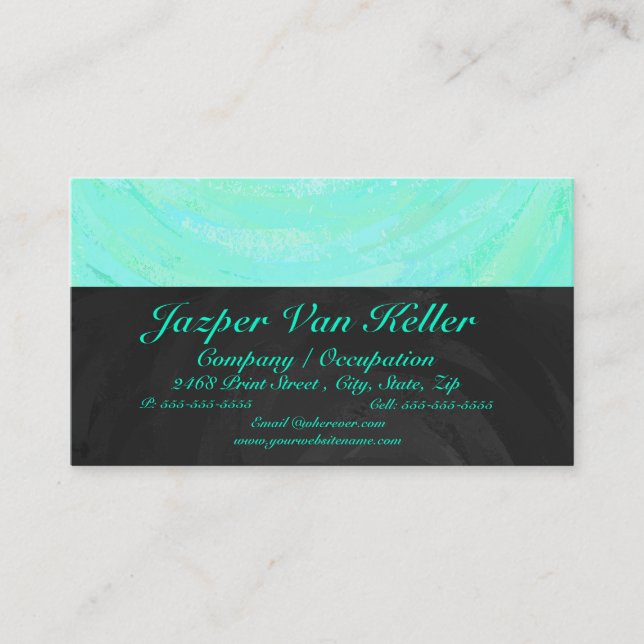 Minze Ice Blue und Black Monogram Visitenkarte (Vorderseite)