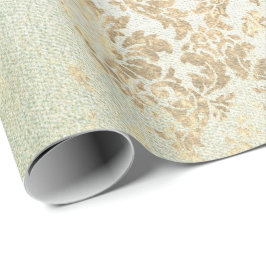 Minze Imitate Gold Floral Hütte Grungy Damask Geschenkpapier