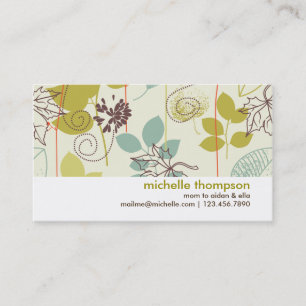 Minze in Olive Nature Gemustert Mommy Calling Card Telefonnummerkarte