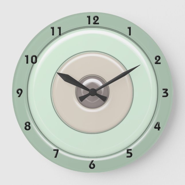 Minze & Kaffeekunden & Bullseye mit Zahlen Große Wanduhr (Vorderseite)