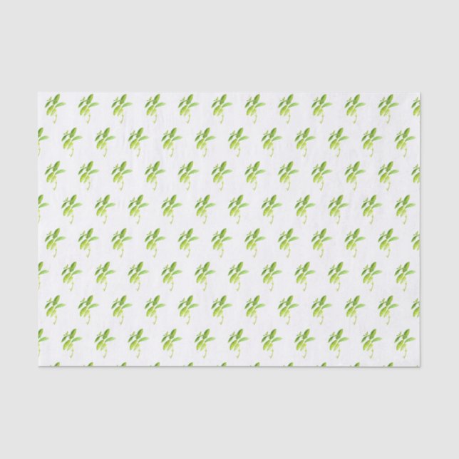Minze Kraut Wasserfarbe Grüne Mama Muster Rustikal Seidenpapier (Vorderseite)