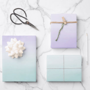 Minze Lila Aquarellfarben-Gefärbte Krawatte Geschenkpapier Set