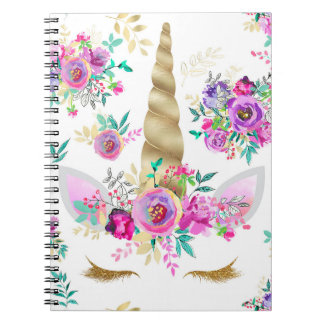 Minze, lila, GoldblumenUnicorn Notizblock