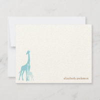 Minze Mama und Baby Giraffen Flat Dankeschön Karte