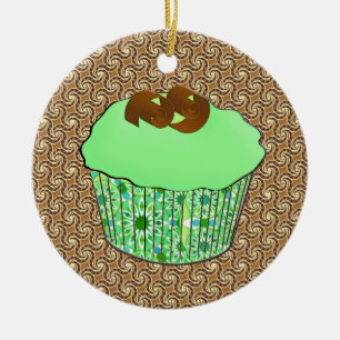 Minze Mattierte Schokolade Kuchen, Fraktal Hinterg Keramik Ornament