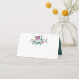 Minze & Mauve florale Aquarell Platzkarte