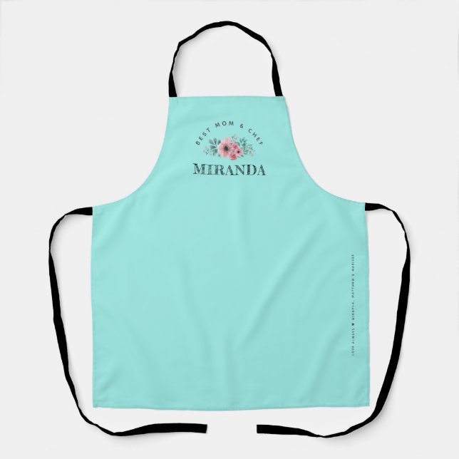 Minze Minimalistisch Best Mama & Koch Personalisie Schürze (Vorderseite)