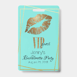 Minze mit Gold Lip Print Junggeselinnen-Abschied A Ausweis