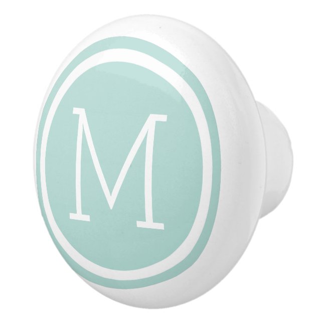 Minze Monogram Personalisiert Drawer Knoblauch Keramikknauf (Rechts)