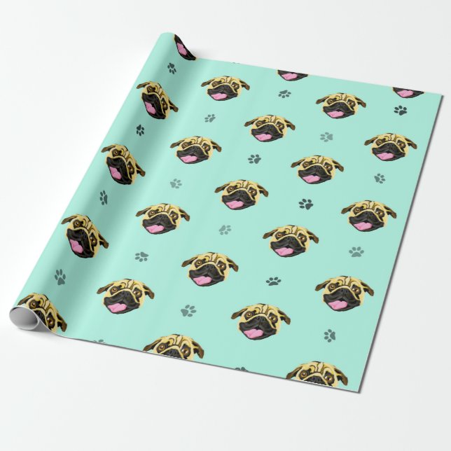 Minze Mops Wrapping Paper Geschenkpapier (Ungerollt)