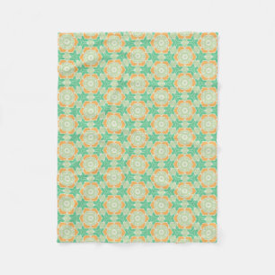 Minze Mosaik Blume Muster Fliesen 70er 60er Fleecedecke