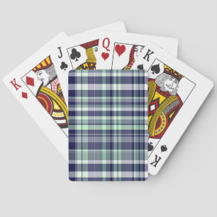 Minze, Navy Blue, White Preppy Madras Kariert Spielkarten