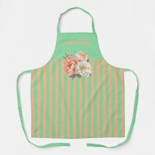 Minze oben mit Orange Stripes floral Schürze