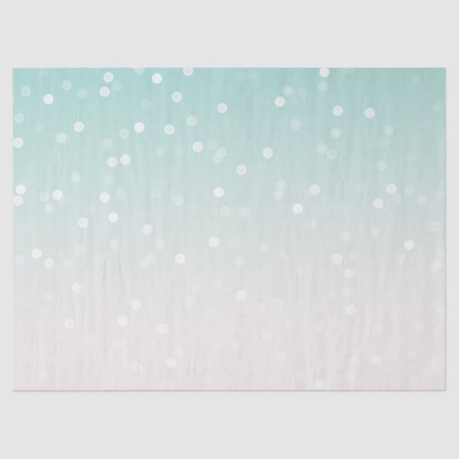 Minze Ombre White Bokeh Confetti Seidenpapier (Vorderseite)