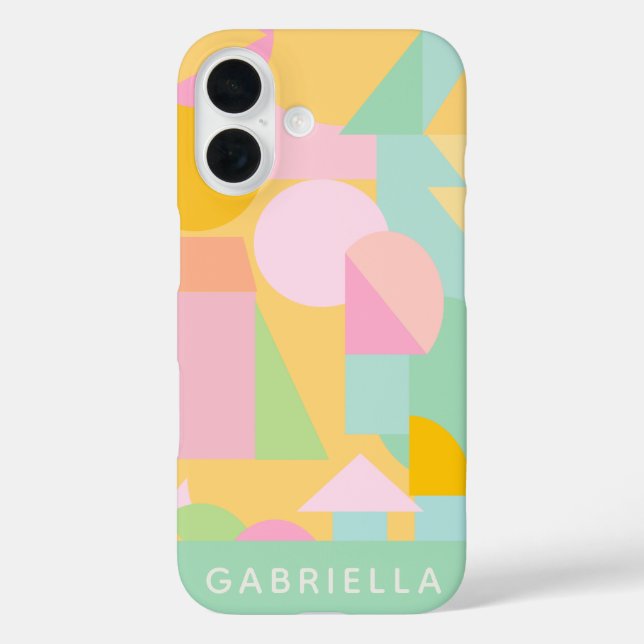 Minze Pastel geometrische Formen Collage Personali iPhone 16 Hülle (Rückseite)