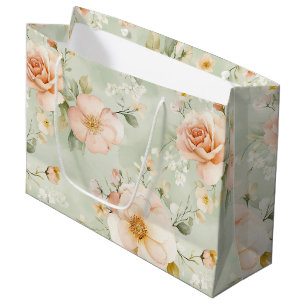 Minze Pfirsich Errötende Rosen Florale Hochzeitsdu Große Geschenktüte