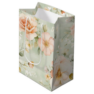 Minze Pfirsich Errötende Rosen Florale Hochzeitsdu Mittlere Geschenktüte