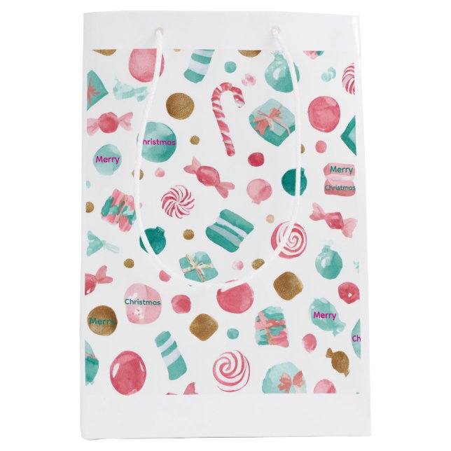 Minze & Pink CANDY Weihnachts Mittlere Geschenktas Mittlere Geschenktüte (Vorderseite)