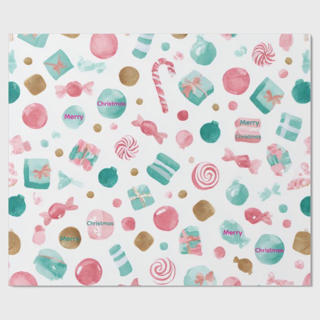 Minze & Pink CANDY Weihnachtsbuch Geschenkpapier (Flach)