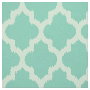 Minze Quatrefolie Ikat mit Aquamarinem Hintergrund Stoff