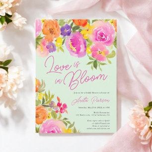 Minze Rosa feines, blumenfarbenes Brautparty Einladung