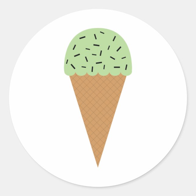 Minze Schokolade Chip Ice Creme Cone Runder Aufkleber (Vorderseite)