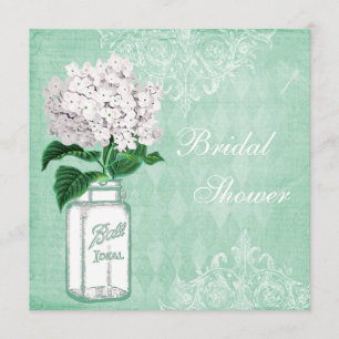 Minze Shabby Chic Jar & Hydrangea Brautparty Einladung