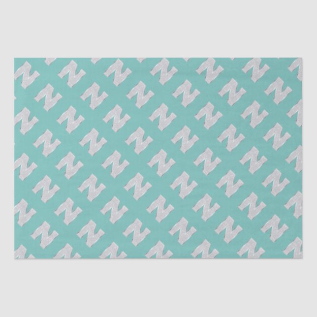 Minze Silver Letter N Seidenpapier (Vorderseite)