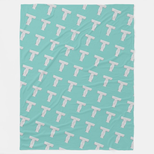 Minze Silver Letter T Fleecedecke (Vorderseite)