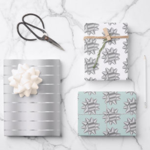 Minze Silver Ribbon Bow Brautparty Geschenkpapier Set