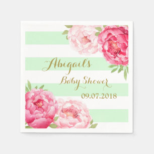 Minze Stripes rosa Aquarell-Babyparty-Servietten Serviette