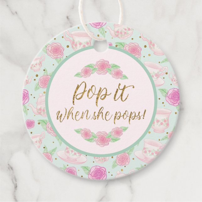 Minze Tee Party Pop, wenn sie Pop Baby Dusche Geschenkanhänger (Vorderseite)