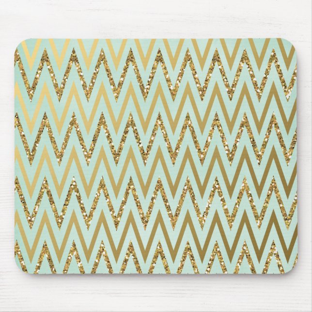 Minze u. Gold Zickzack Mousepad (Vorne)