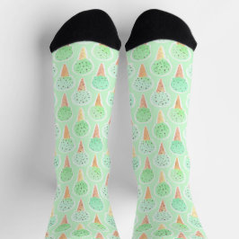 Minze und Chip Ice Creme Cone Muster Socken