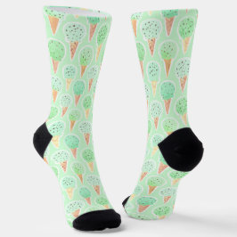 Minze und Chip Ice Creme Cone Muster Socken