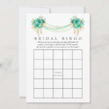 Minze und Gold Floral String Lights Bridal Bingo
