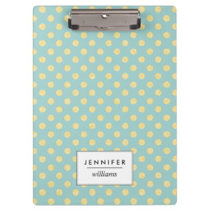 Minze und Gold Imitats Glitzer Dots Personalisiert Klemmbrett