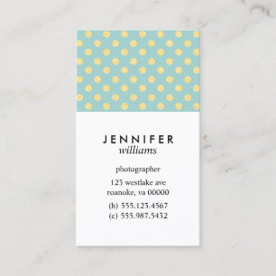 Minze und Gold Imitats Glitzer Dots Visitenkarte