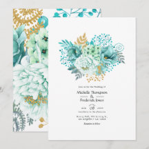 Minze und Gold Wasserfarben Blumenhochzeit