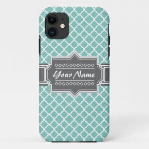 Minze und graumarokkanische Quatrefolie Personalis iPhone 11 Hülle