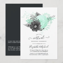 Minze und Holzkohle, rustikale virtuelle Hochzeit Einladung