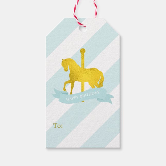 Minze und Imitate Gold Foil Karussell Pferd Geschenkanhänger (Vorderseite)