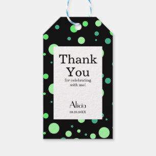 Minze und Jade Green Polka Dot Black Danke Geschenkanhänger