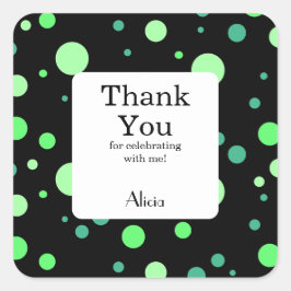 Minze und Jade Green Polka Dot Black Danke Quadratischer Aufkleber