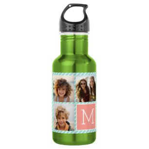 Minze und Korallen-Foto-Collage mit individuellem Trinkflasche