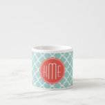 Minze und Korallenfolie mit benutzerdefinierter Mo Espressotasse<br><div class="desc">Minze und Korallenfolie mit benutzerdefinierter Monogramm</div>