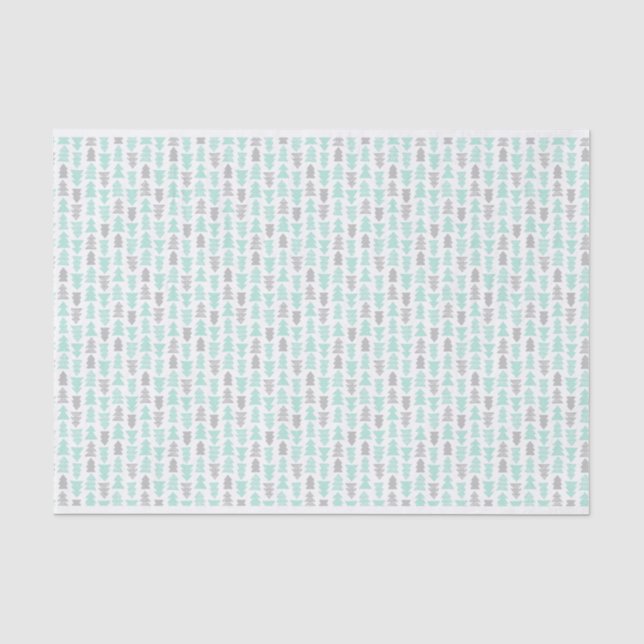 Minze und leichte graue Weihnachtsbaumen Seidenpapier (Vorderseite)
