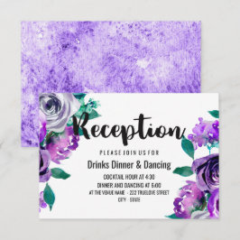 Minze und Lila Blumenwasser-Hochzeitsempfehlung Einladung